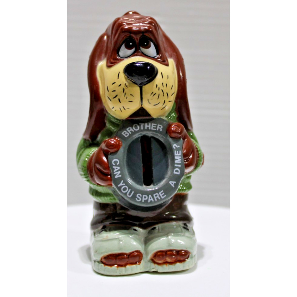 Vintage Jasco Blow Mold Dog Coin Bank “Brother Can You Spare A Dime”